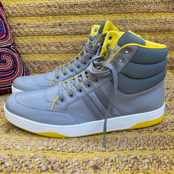 Men's GUCCI Grey Yellow Ronnie High Top Sneaker Size US 14.5 UK 13.5
